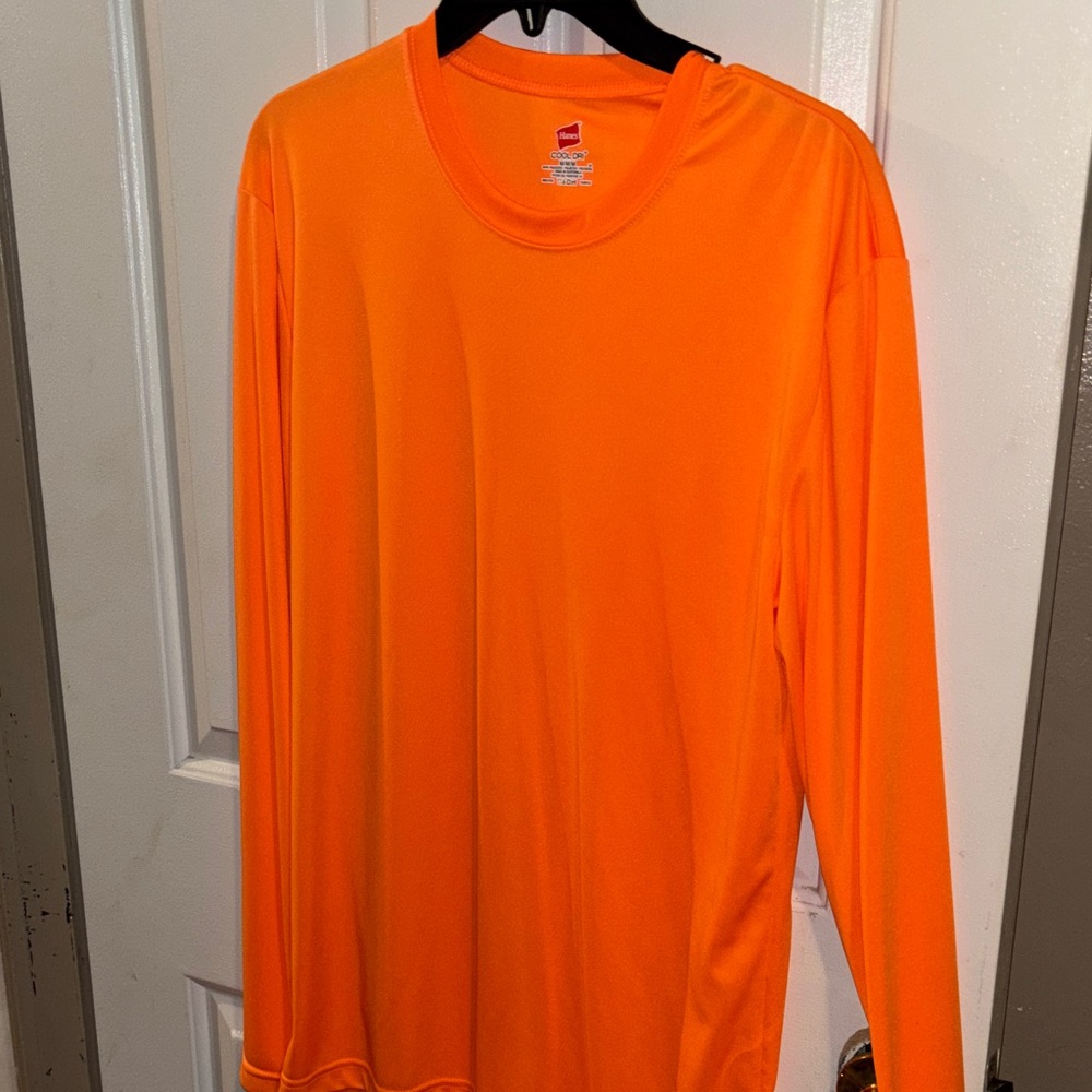 Hanes Vibrant Orange Long Sleeve Tee